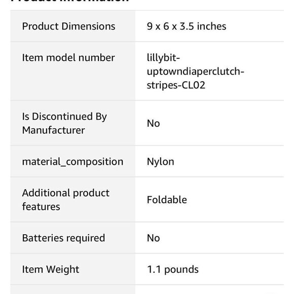 NWT- LillyBit Uptown Diaper Bag Clutch, Black & White Stripes - Picture 8 of 10